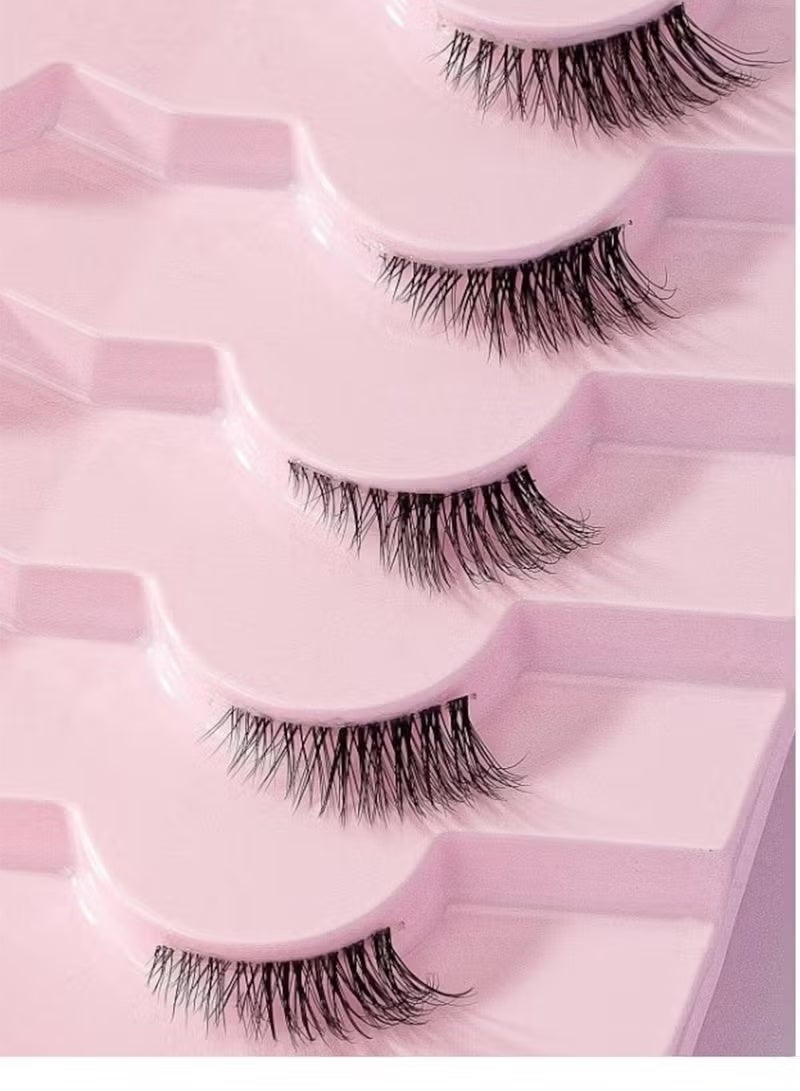 GlamKit Half Lashes With Clear Band Cat-Eye Eyelashes Fluffy Wispy False Eyelashes Natural Look Handmade Soft Diy Cluster Lashes Pack 7 Pairs - Image 2